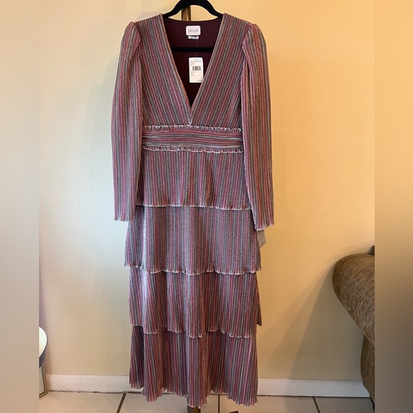 SAYLOR Allison Multicolor Striped Long Sleeve Midi Dress Size M - Picture 6 of 12